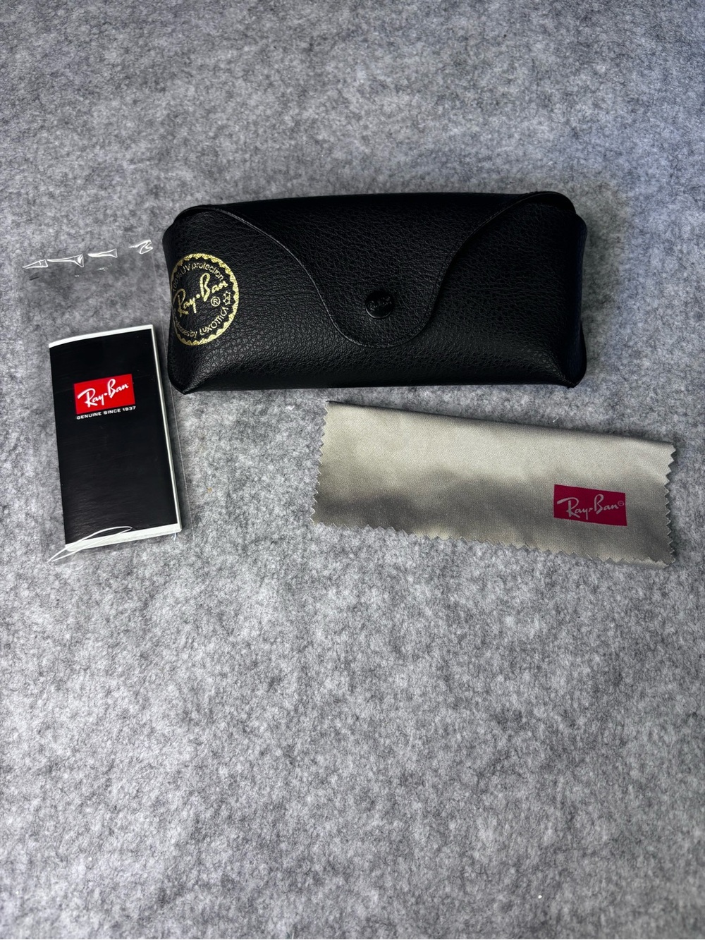 Ray-Ban Sunglasses Case with cloth cleaner and booklet